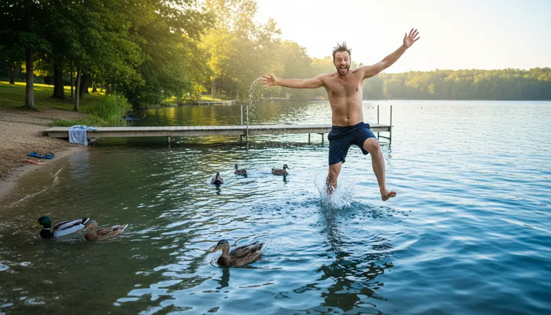 Illustration of like a duck to water: Naturally comfortable in a new situation.