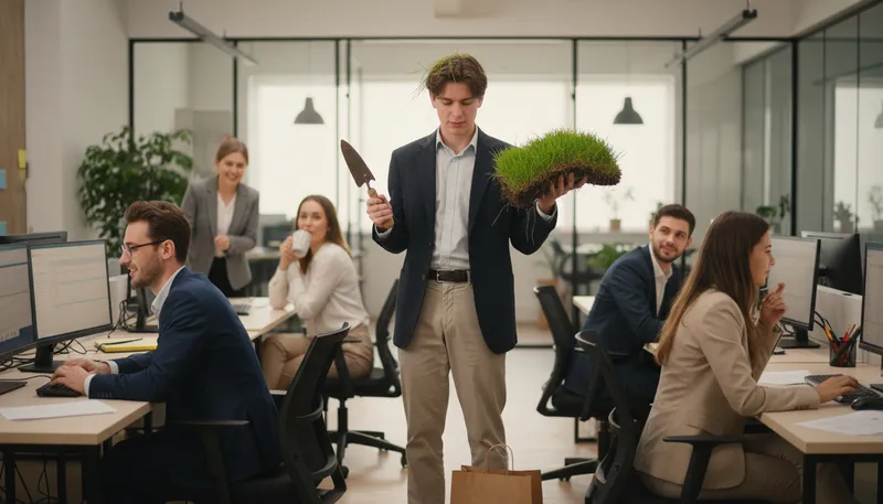 Illustration of green as grass: inexperienced or naive, like young grass.