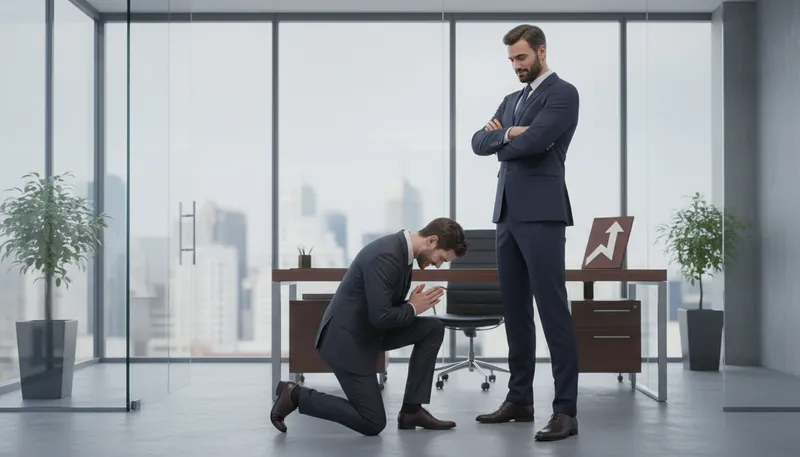 Illustration of lick someone's boots: to flatter someone excessively