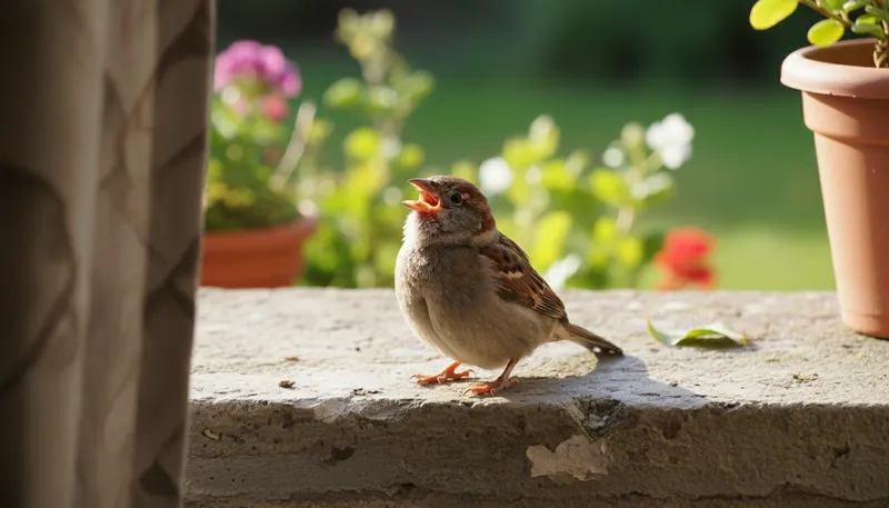 Illustration of sparrow: A small, common songbird.