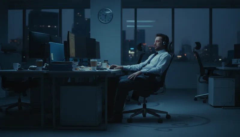 Illustration of desk jockey: Someone who works at a desk job.