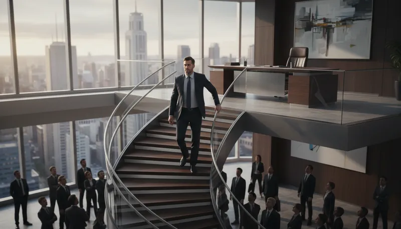 Illustration of corporate ladder: hierarchy of positions in a company