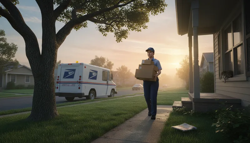 Illustration of usps: United States Postal Service; mail delivery system.