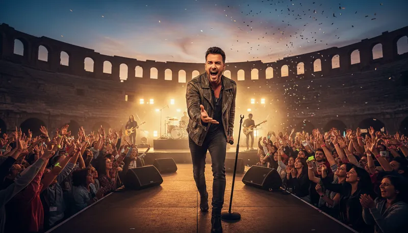 Illustration of frontman: the lead singer or spokesperson of a band.