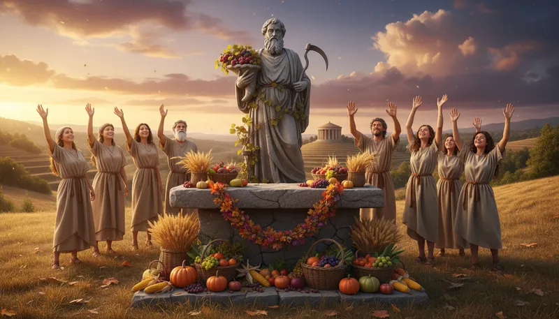 Illustration of saturn: Roman god of agriculture and harvest