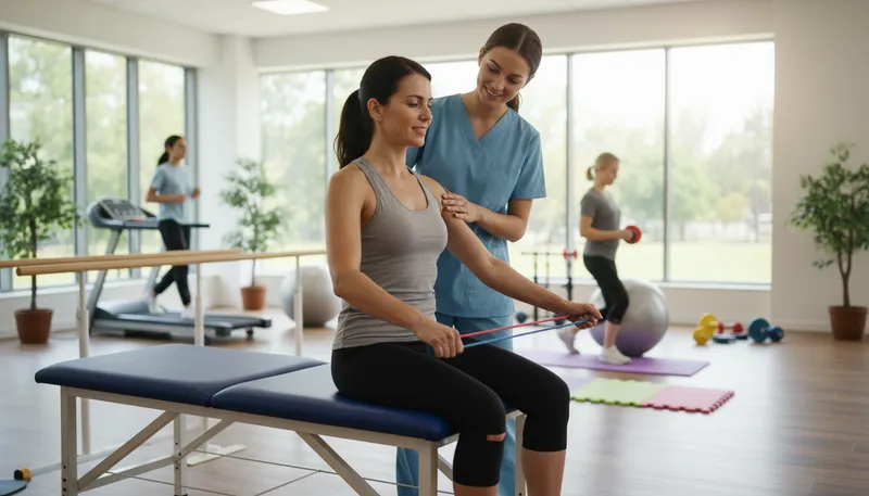 Illustration of rehab: A program to help recover from injury or addiction.