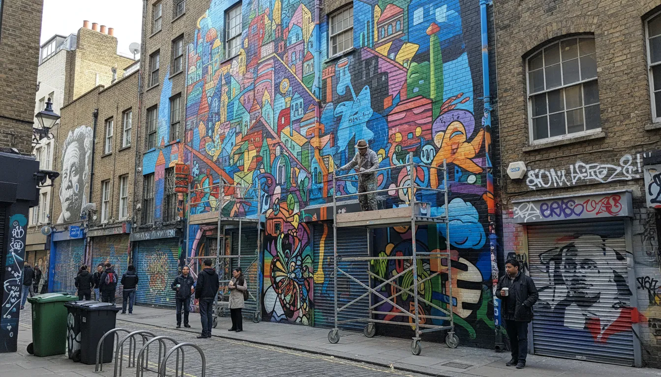 Ilustrasi Shoreditch: An area in London known for creativity.