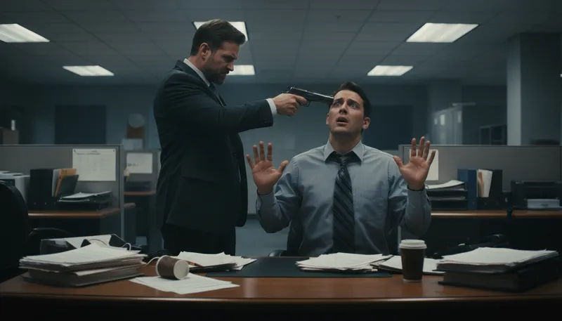 Illustration of put a gun to someone's head: to force someone to make a decision