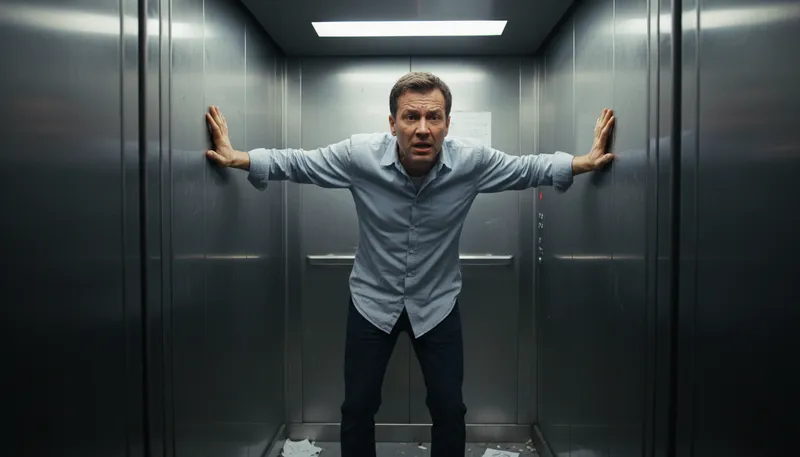 Illustration of claustrophobic: Having fear of small, enclosed spaces.