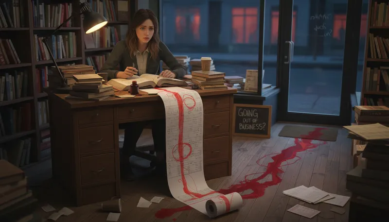 Illustration of bleed red ink: to lose money or be in debt
