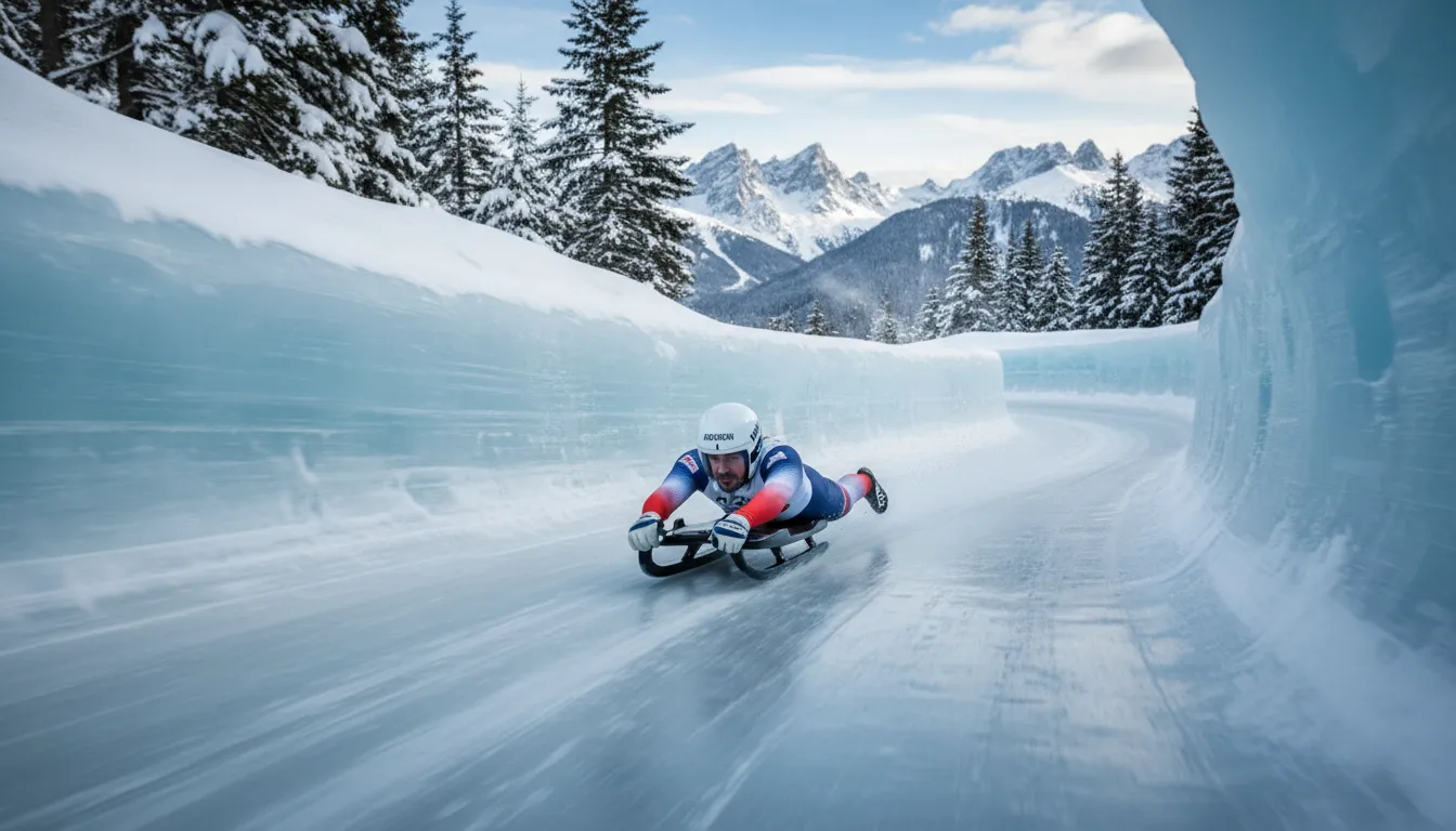 Ilustrasi luge: A small, one- or two-person sled.