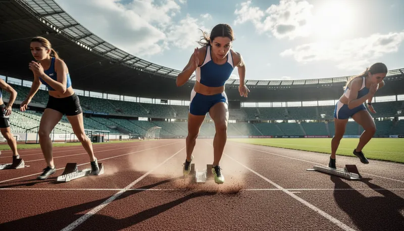 Illustration of fly out of the blocks: start quickly or energetically