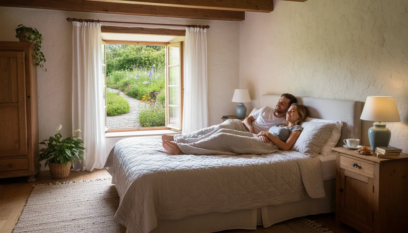 guesthouse 的插圖：A small building where visitors can sleep.
