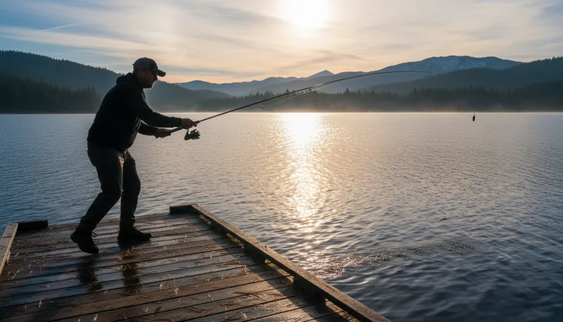 Illustration of angler: A person who catches fish with a rod.