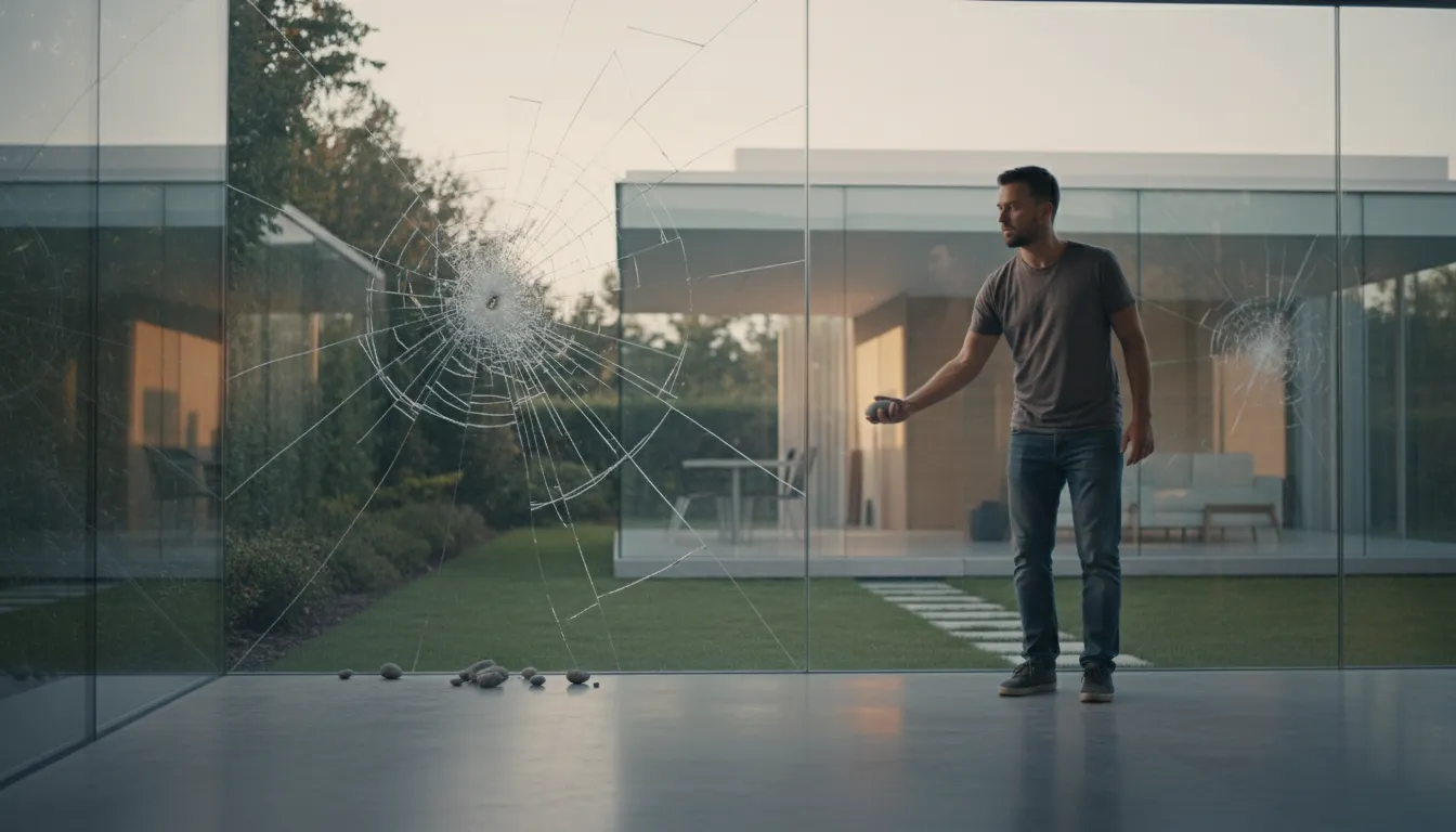 Иллюстрация throw stones in a glass house: Criticize others while being vulnerable yourself.