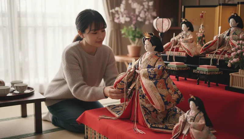 Illustration of hina: A type of decorative Japanese doll.