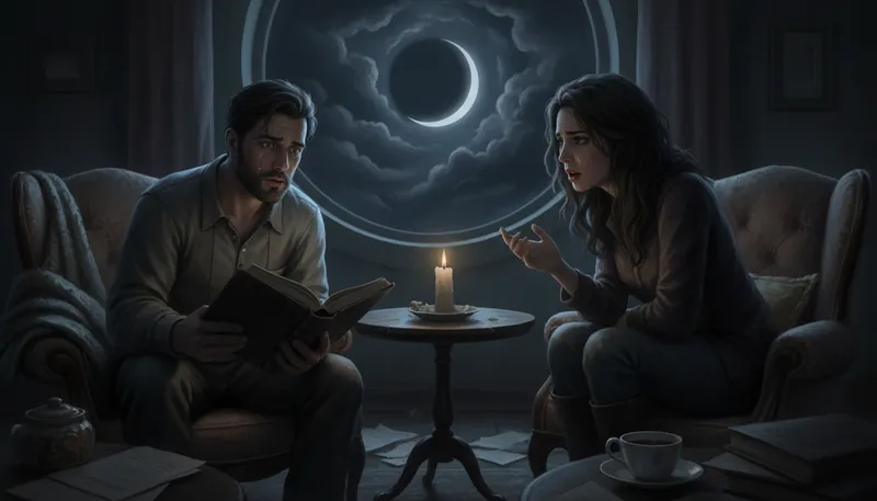 Illustration of see the dark side of the moon: To understand hidden or unknown aspects.