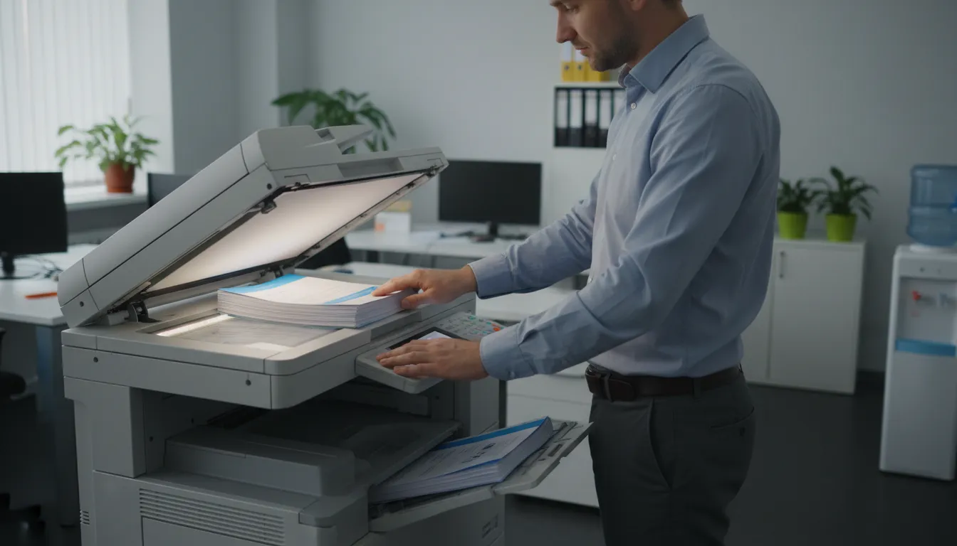 Illustration of photocopier: a machine that makes exact copies of documents