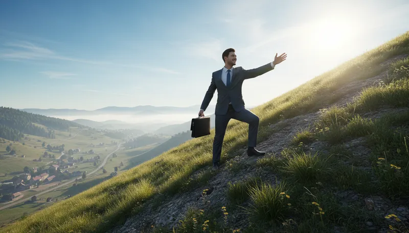 Illustration of on the up: Improving or becoming more successful.