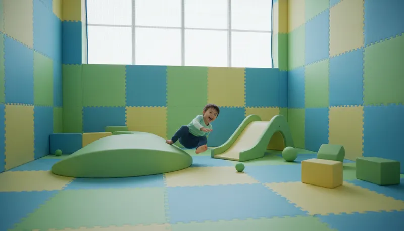 Illustration of rubber room: A padded room for safety.
