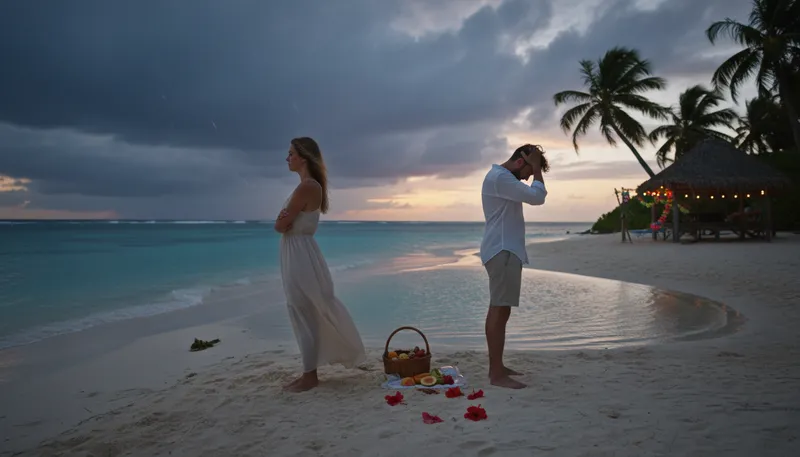 Illustration of trouble in paradise: problems in an otherwise happy situation