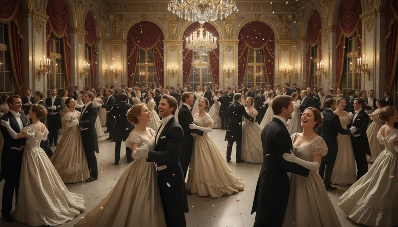 Illustration of bal: A type of dance or social gathering.