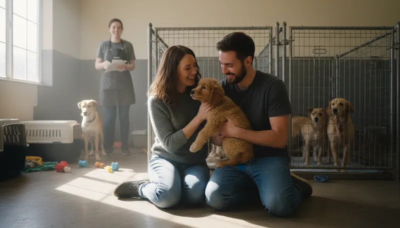 Illustration of adopt: To take in and raise a child or pet.