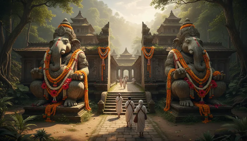 Illustration of ganesh: A Hindu deity with an elephant head.