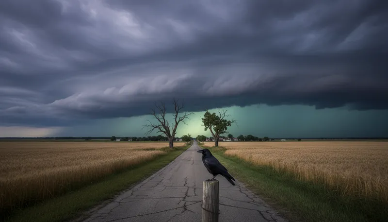 Illustration of calm before the storm: A peaceful moment before trouble arises.