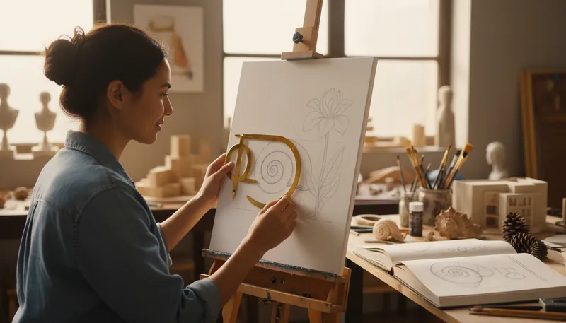 Illustration of phi: A symbol for the golden ratio.