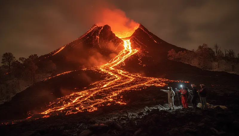 Illustration of lava: Molten rock from a volcano.
