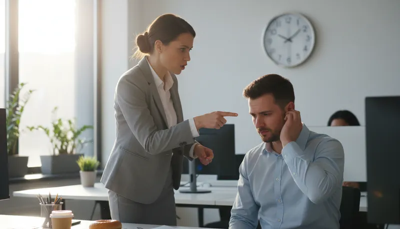 Illustration of give someone an earful: Scold or complain to someone.