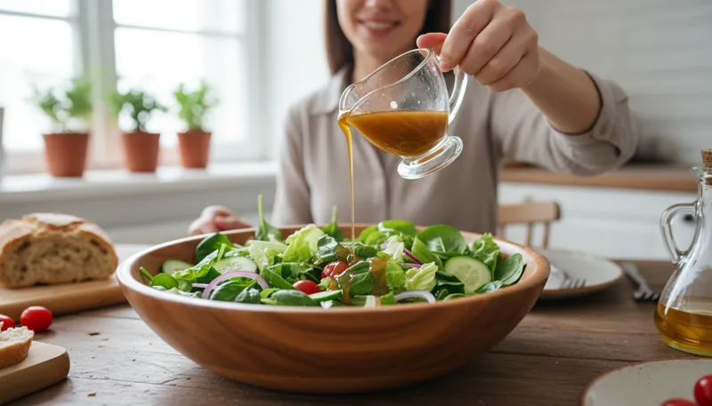 Illustration of dressing: A sauce used to flavor salads or dishes.