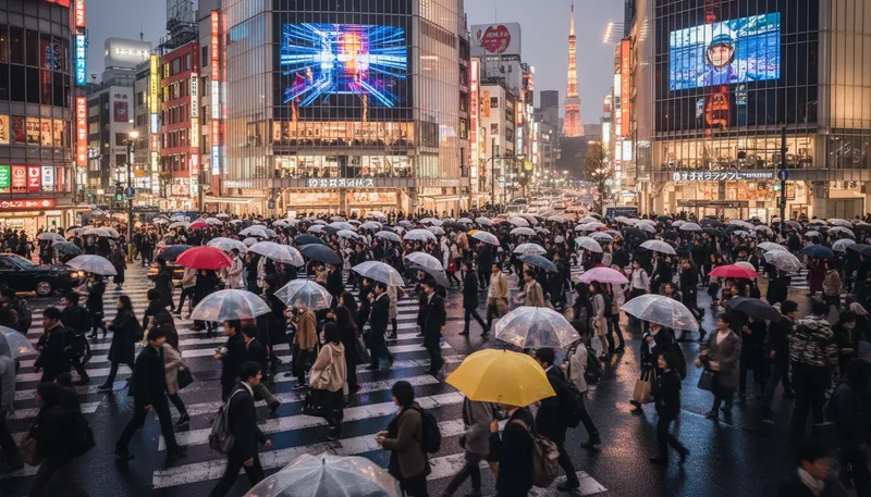 Illustration of shibuya: A busy district in Tokyo known for shopping.