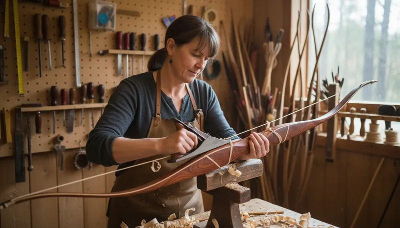 Illustration of bowyer: A person who makes bows.