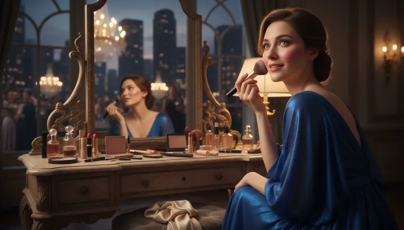Illustration of rouge: A red cosmetic for cheeks.
