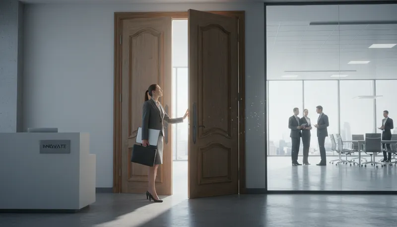 Illustration of open doors: to create new opportunities or possibilities