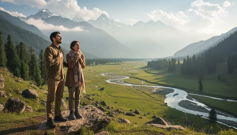Illustration of kashmir: A region known for its beautiful mountains.