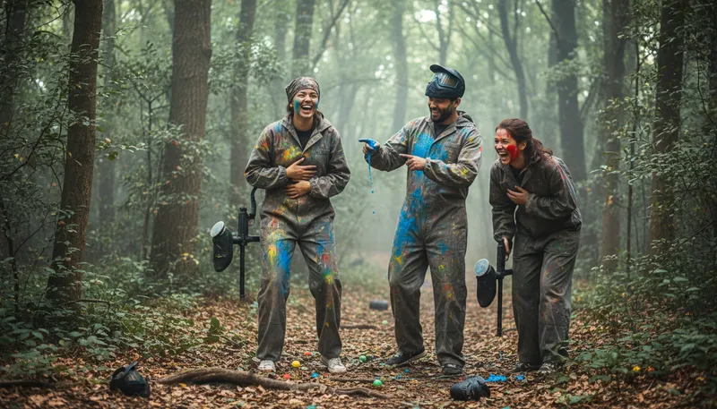 Illustration of paintball: A sport where players shoot paint-filled balls.