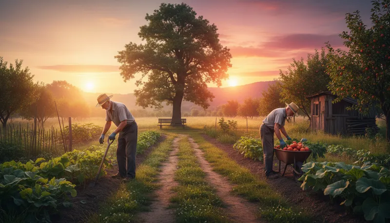 Illustration of from dawn to dusk: All day long, from morning to evening.