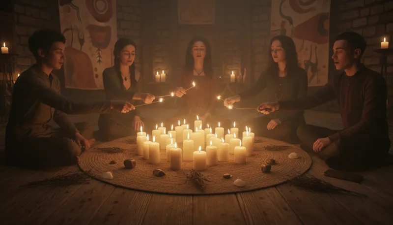Illustration of ritual: A series of actions performed in a specific order.