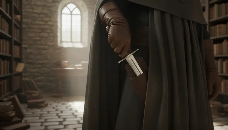 Illustration of dagger: A short knife with a pointed blade.