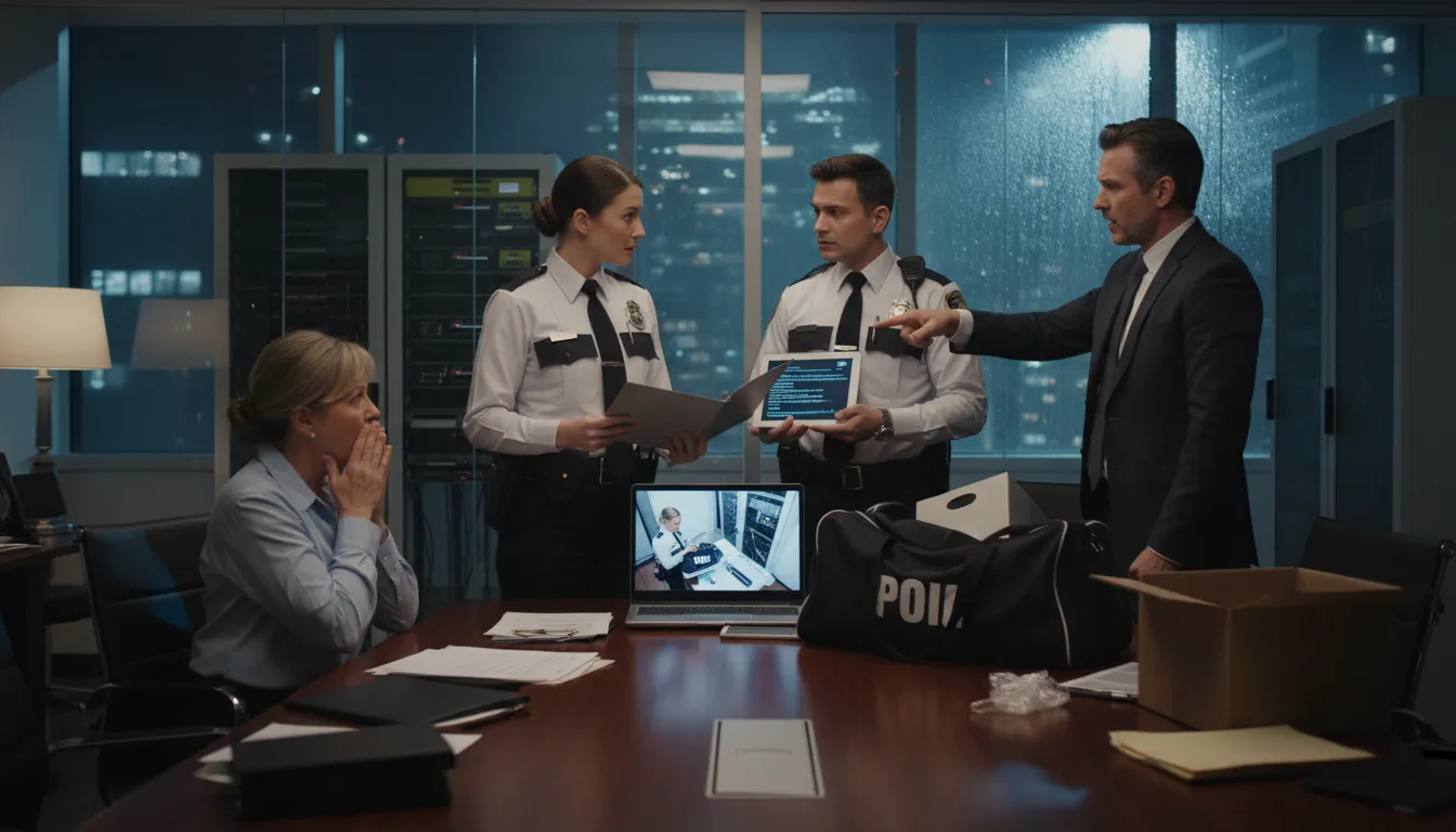 inside job-এর ইলাস্ট্রেশন: a crime committed by someone within an organization