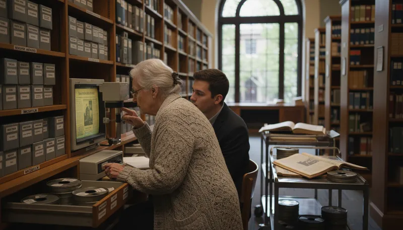 Illustration of microfilm: A film containing miniaturized documents.
