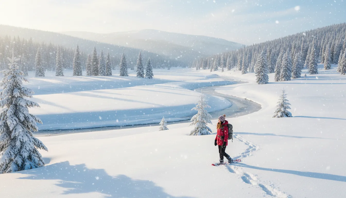 wintry 的插圖：Characteristic of winter; cold and snowy.