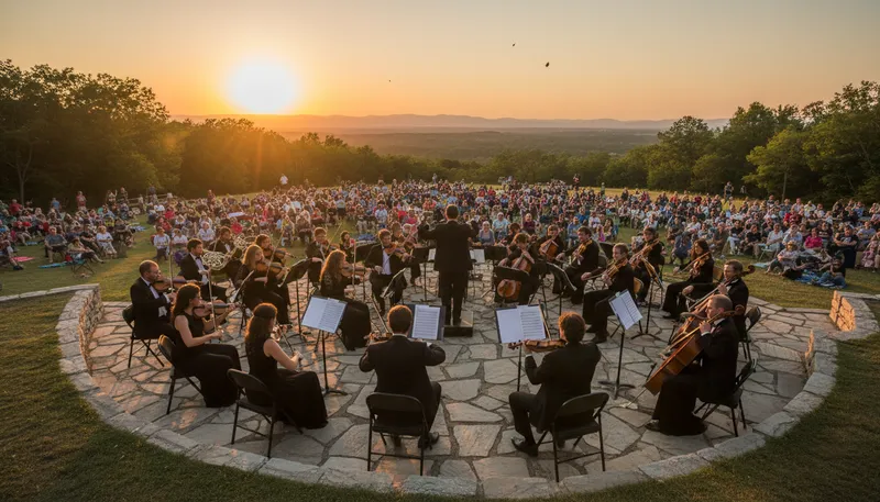 Illustration of orchestra: A large group of musicians playing together.