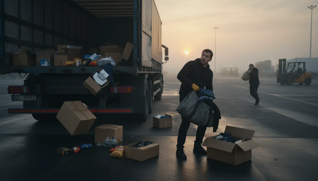 Illustration de fall off the back of a lorry : to be acquired illegally or stolen