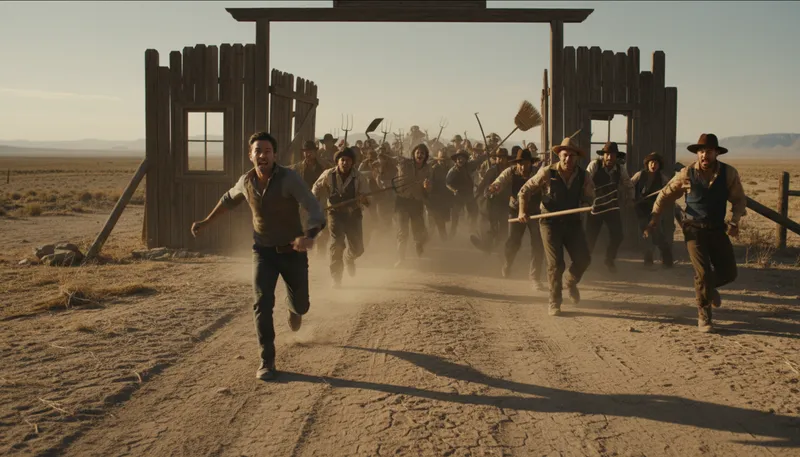 Illustration of run out of town: to force someone to leave a place