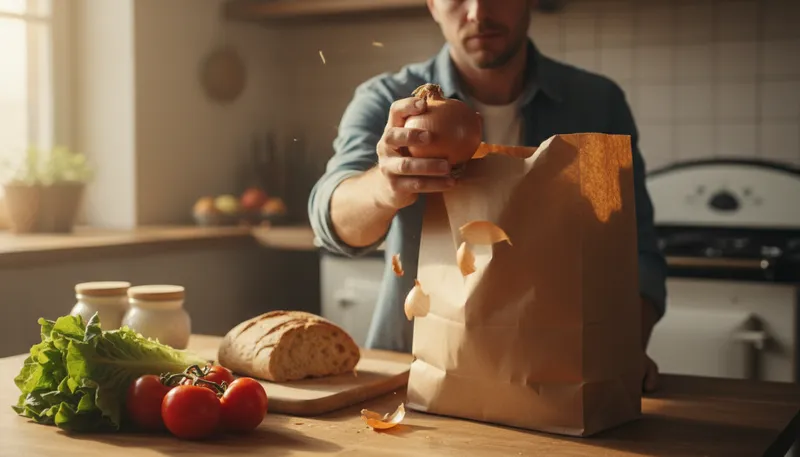 Illustration of take out an onion: Remove an onion from a place or situation.
