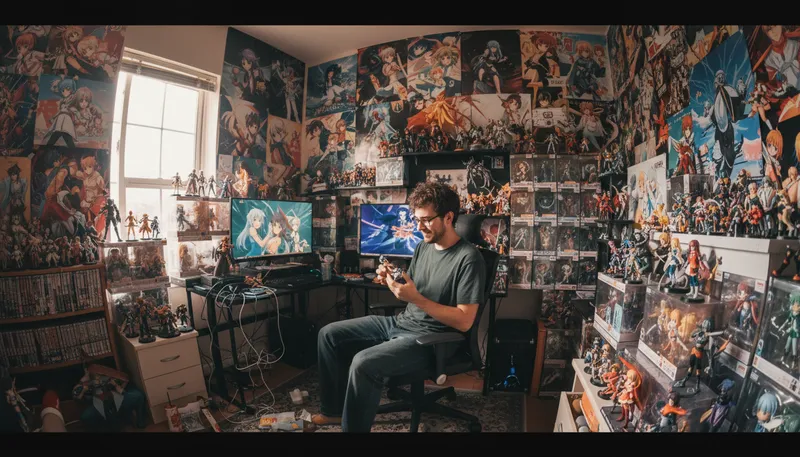 Illustration of otaku: A fan of anime and manga culture.